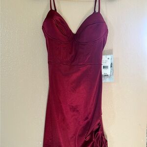 Honey and Rosie Wine Satin Dress